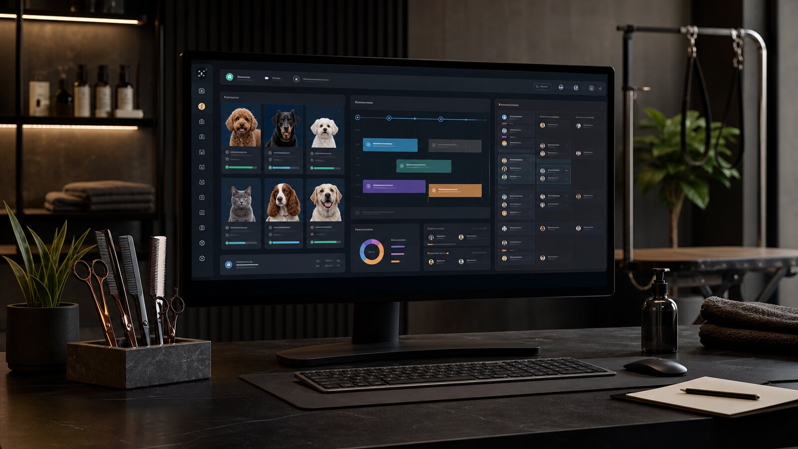 Grooming salon workflow dashboard for pet services operations