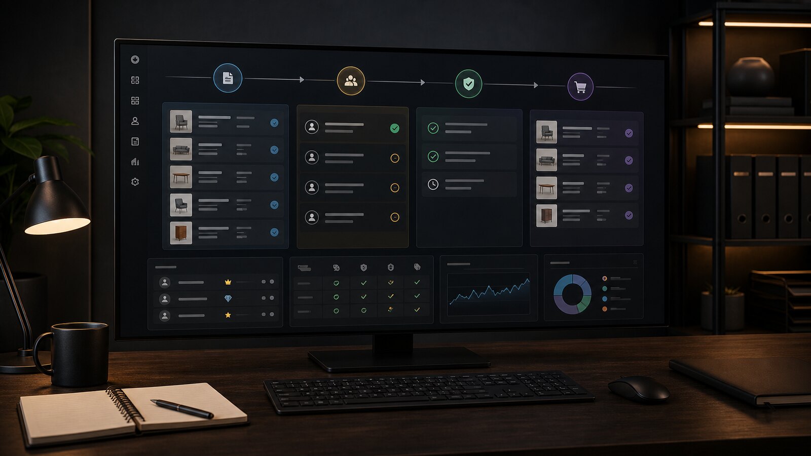Wholesale quote approvals flowing into order conversion in an operations dashboard